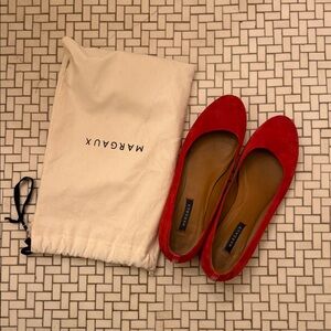 Margaux Vibrant Red Suede Flats